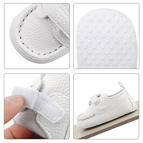 MASOCIO Zapatos Bebe Niño Mocasines Primeros Pasos Bebé con Suela Suave Antideslizante Talla 19 6-12 Meses Blanco