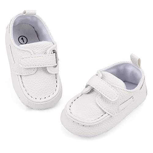 MASOCIO Zapatos Bebe Niño Mocasines Primeros Pasos Bebé con Suela Suave Antideslizante Talla 19 6-12 Meses Blanco