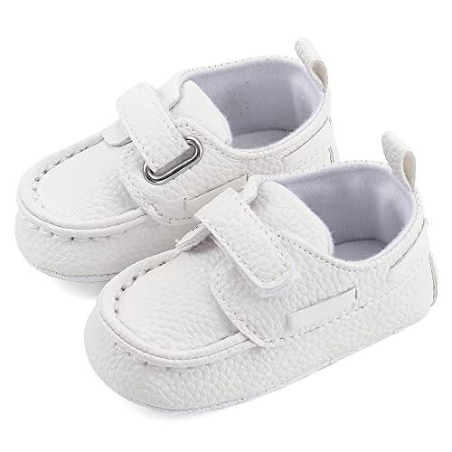 MASOCIO Zapatos Bebe Niño Mocasines Primeros Pasos Bebé con Suela Suave Antideslizante Talla 19 6-12 Meses Blanco