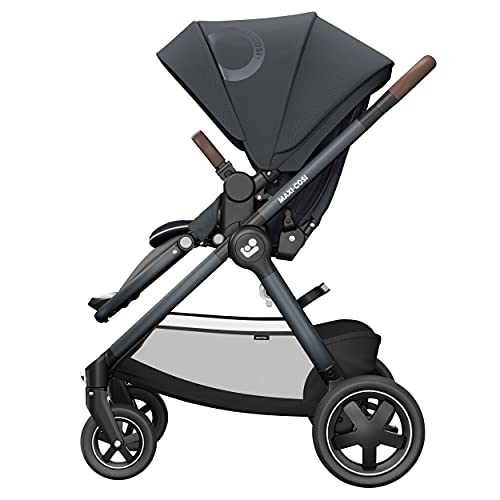 Maxi-Cosi Adorra 2 Cochecito bebe reclinable y plegable con tamaño compacto, Silla de paseo hasta 22 kg para niños 0- 4 años, capota grande y cesta de compra hasta 5 kg, color essential graphite