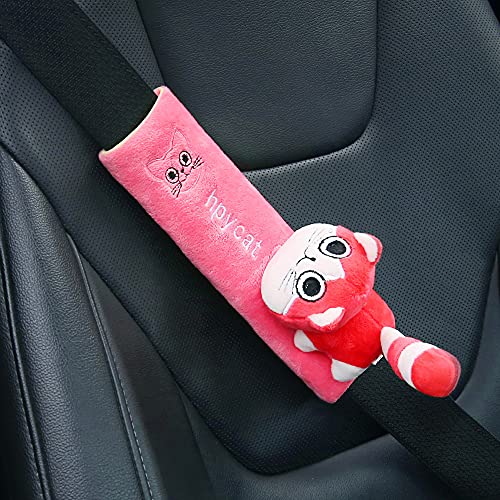 MHwan Funda de cojín para cinturón de Seguridad de Coche para niños, Cinturones de Seguridad para niños, Almohadilla de cinturón de Seguridad Suave para niños, niñas, 2 Piezas, 6,5x23 cm