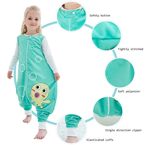 MICHLEY Disfraz Animal Bebe Saco Dormir niño y niñapijama Ropa de Bebe Ideal para Entretiempo e Invierno,Verde 1-2 Jahre