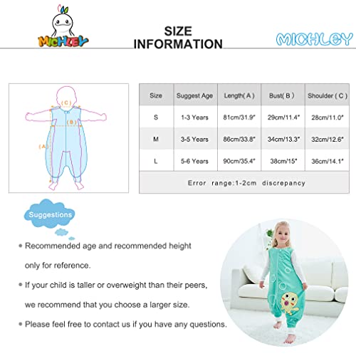 MICHLEY Disfraz Animal Bebe Saco Dormir niño y niñapijama Ropa de Bebe Ideal para Entretiempo e Invierno,Verde 1-2 Jahre