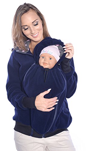 Mija 3in1 Sudadera con Capucha Caliente de Lana Polar de Maternidad/Suéter para Dos/para portadores de bebé 4047 (EU44 / XXL, Azul Oscuro)