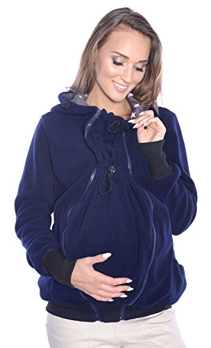 Mija 3in1 Sudadera con Capucha Caliente de Lana Polar de Maternidad/Suéter para Dos/para portadores de bebé 4047 (EU44 / XXL, Azul Oscuro)