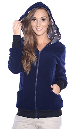 Mija 3in1 Sudadera con Capucha Caliente de Lana Polar de Maternidad/Suéter para Dos/para portadores de bebé 4047 (EU44 / XXL, Azul Oscuro)