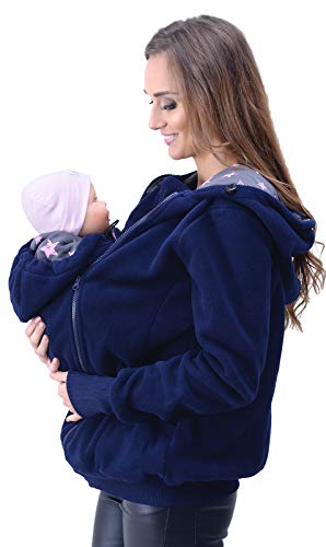 Mija 3in1 Sudadera con Capucha Caliente de Lana Polar de Maternidad/Suéter para Dos/para portadores de bebé 4047 (EU44 / XXL, Azul Oscuro)