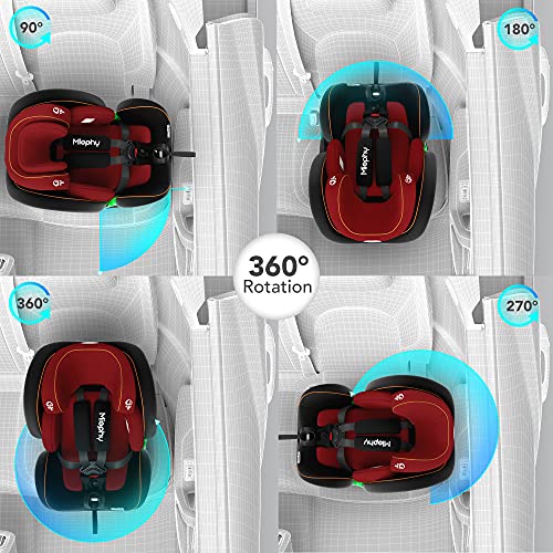 Miophy i-Size Giratoria 360° Silla de coche con SIPS Plus,ISOFIX,Top Tether para 0 meses -12 años 40-135cm(0-36kg,Grupos 0+1/2/3)