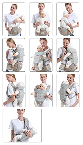 Mochilas Portabebés con Asiento de Cadera Ergonómico, Treer Ligero y Transpirable Manos Libres Cinturón Ajustable Portabebés para Recién Nacidos y Niños Pequeños (Beige)