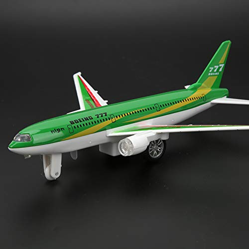 Modelo de avión en miniatura, modelo de avión electrónico de cuerpo de aleación duradero para tienda de juguetes para educación temprana(verde)