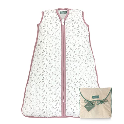 molis&co. Saco de Dormir para bebé. 0.5 TOG. Talla 6-18 Meses. Ideal para Verano. Súper Suave y Ligero. Estampado Floral Pink. Unisex. Muselina Premium.