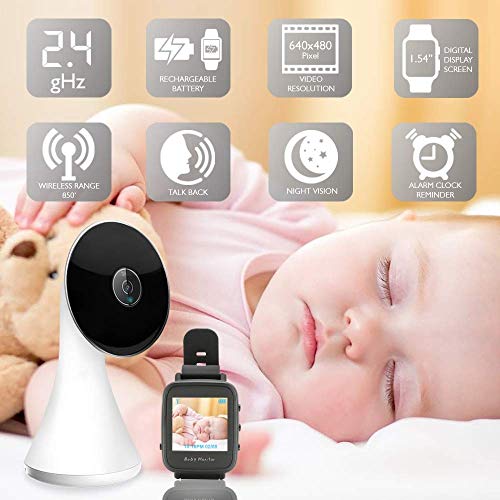 Monitor de Video Inalambrico Babyphone SereneLife - Doble sistema con Camara audio Bidireccional de larga distancia, visión nocturna - termostato y monitor inteligente conectado