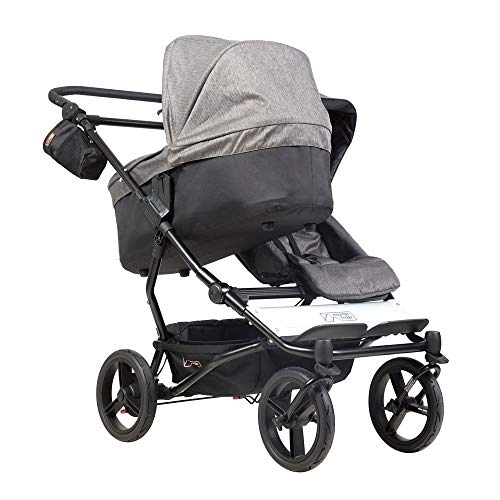 Mountain Buggy duet buggy V3 Luxury Collection - Carrito de bebé de dos plazas con bolso cambiador y 2 capazos de bebé Carrycot Plus - Herringbone (patrón de espiga)