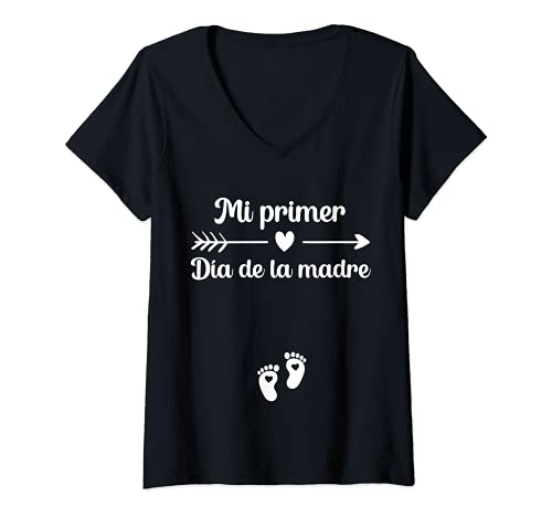 Mujer Primer Día de la Madre Anuncio Embarazadas Mamá en Práctias Camiseta Cuello V