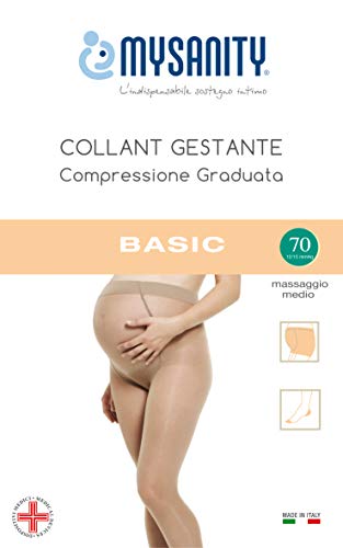 MySanity Collant Gestante, 70 Den, Medías premamá para Mujer, Beige (Daino), Talla 3