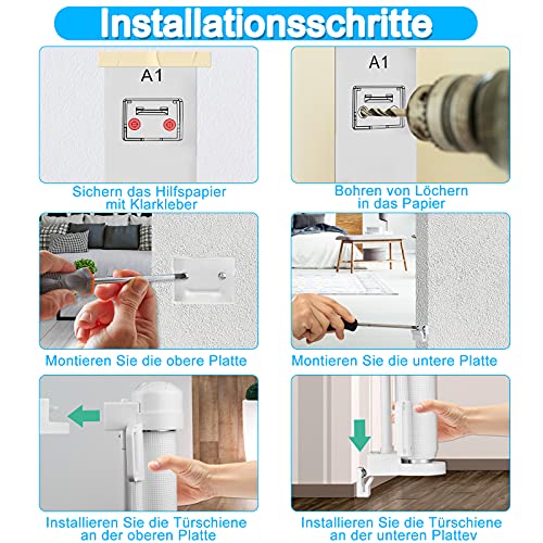 NAIZY Retráctil puertas de seguridad para niños 0-150 cm Puerta Seguridad Bebé Extensibles Barrera Escalera Vallas de Seguridad para Interiores y Exteriores - Blanco