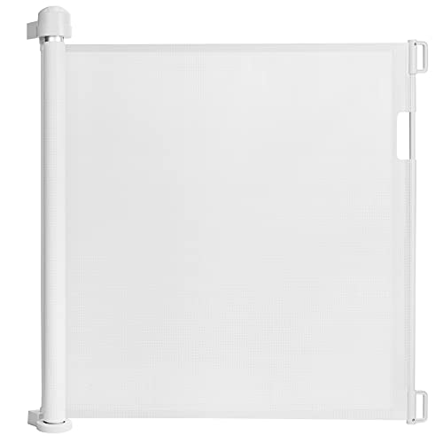 NAIZY Retráctil puertas de seguridad para niños 0-150 cm Puerta Seguridad Bebé Extensibles Barrera Escalera Vallas de Seguridad para Interiores y Exteriores - Blanco