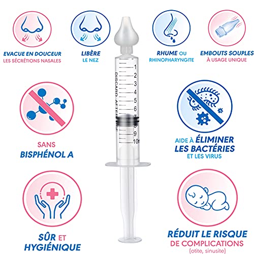 Nasal - 2 riegador con jeringuillas para bebé + 2 cepillos de dientes para bebés, aspirador Nasal para bebés con boquilla de succión de silicona sin BPA, reutilizable, sistema de enjuague