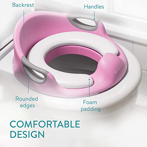 Navaris Adaptador de WC para niños - Asiento reductor para tapa del inodoro para niño - Adaptador infantil portátil para baño retrete - Rosa claro