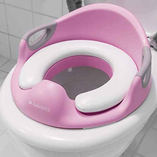 Navaris Adaptador de WC para niños - Asiento reductor para tapa del inodoro para niño - Adaptador infantil portátil para baño retrete - Rosa claro