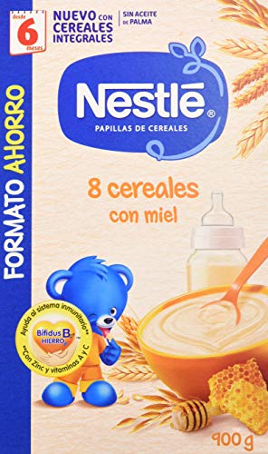 Nestlé Papilla 8 cereales con Miel - Alimento Para bebés - Paquete de 8x900 g - Total: 7.2 kg