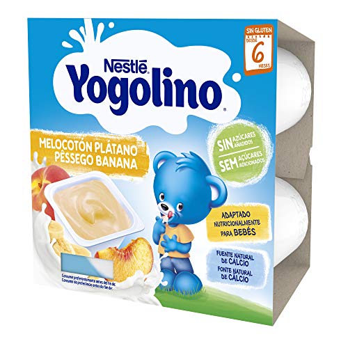 Nestlé Yogolino Melocotón Plátano Sin Azúcar Añadido, A Partir De Los 6 Meses - Pack 6 tarrinas  4x100g