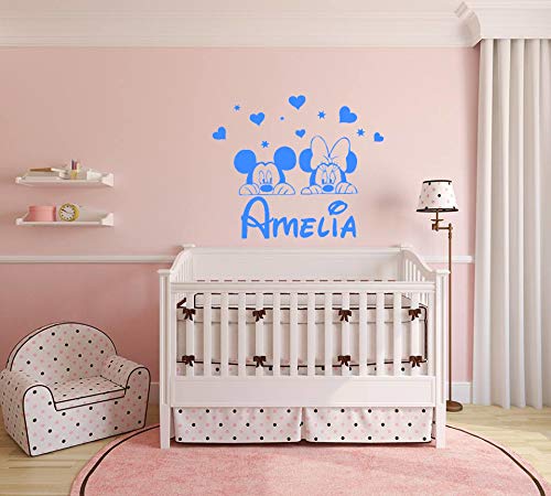 Nombre personalizado etiqueta de la pared Mickey Mouse Minnie Mouse Calcomanías de pared Niña Vinilo Estrella Corazón Cuarto del bebé Niños Guardería Pegatinas Decoración infantil Art º Mural