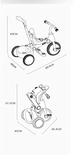 NUBAO 3-IN-1 Triciclo for niños con un Solo Función Plegable de 3 Ruedas Bike Soft Leather Asiento de Cuero for niños con sombrilla y Barrera de Seguridad for 1048 Meses bebé (Color : Rojo)