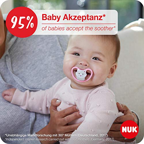 NUK Chupetes espaciales | 0-6 meses | Maniquíes de ventilación extra | Silicona BPA | Penguin & Fox | Pack de 2