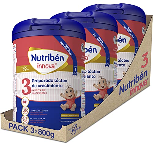 Nutribén Pack Innova 3 - Leche en Polvo de Crecimiento para Bebés - a partir de 12 meses - 3 x 800g con Cacito Dosificador Incluído, Variado