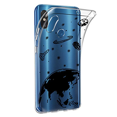 Oihxse Transparente Silicona Case Compatible con Xiaomi Mi MAX 3 Funda Suave TPU Protección Carcasa Moda Dibujos Animados Divertida Diseño Ultra-Delgado Cubierta-Planeta