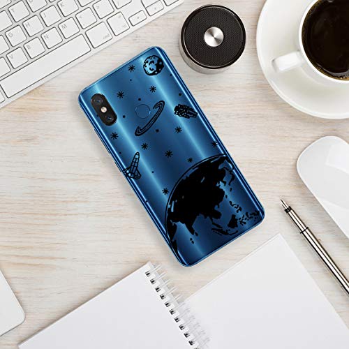 Oihxse Transparente Silicona Case Compatible con Xiaomi Mi MAX 3 Funda Suave TPU Protección Carcasa Moda Dibujos Animados Divertida Diseño Ultra-Delgado Cubierta-Planeta