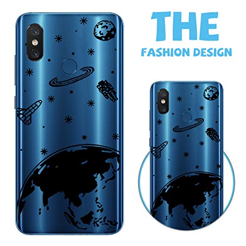 Oihxse Transparente Silicona Case Compatible con Xiaomi Mi MAX 3 Funda Suave TPU Protección Carcasa Moda Dibujos Animados Divertida Diseño Ultra-Delgado Cubierta-Planeta