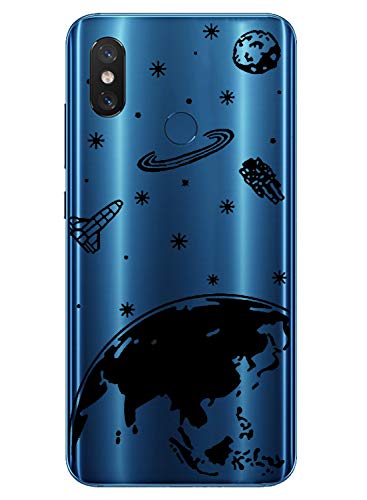 Oihxse Transparente Silicona Case Compatible con Xiaomi Mi MAX 3 Funda Suave TPU Protección Carcasa Moda Dibujos Animados Divertida Diseño Ultra-Delgado Cubierta-Planeta