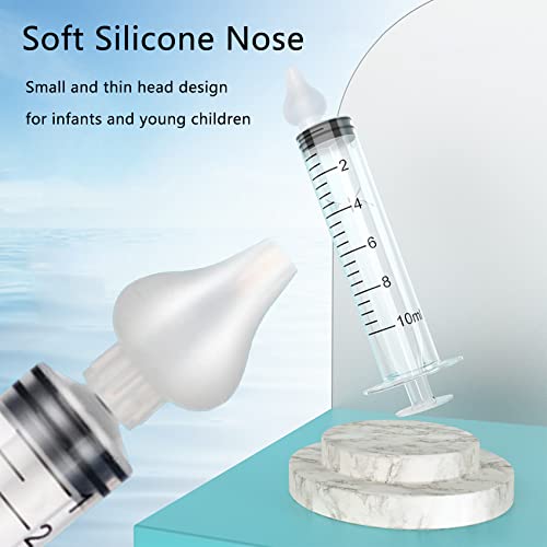 Olakin Aspirador Nasal [2 Piezas], Jeringa Irrigadora Nasal Profesional con Punta de Succión Nasal de Silicona Reutilizable, Aspirador Nasal Bebes Silicona Portátil