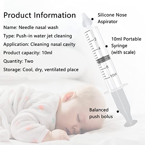 Olakin Aspirador Nasal [2 Piezas], Jeringa Irrigadora Nasal Profesional con Punta de Succión Nasal de Silicona Reutilizable, Aspirador Nasal Bebes Silicona Portátil