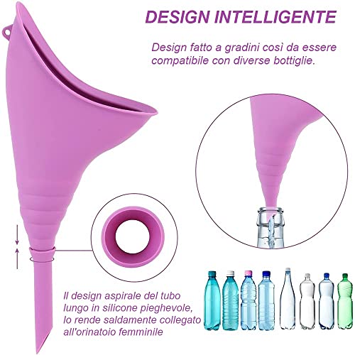 Orinal portátil para mujer Embudo de silicona rosa para hacer pipí en pie reutilizable actividad camping coche viaje no inodoro 1 unidad