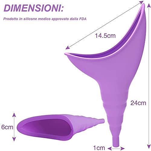 Orinal portátil para mujer Embudo de silicona rosa para hacer pipí en pie reutilizable actividad camping coche viaje no inodoro 1 unidad