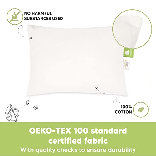 Paquete de 2 Almohadas para Dormir para niños pequeños, algodón orgánico Suave para Dormir, Almohada para niños pequeños, Almohada para bebés, Almohada para Viajes, Escuela, Siesta (Soft White)