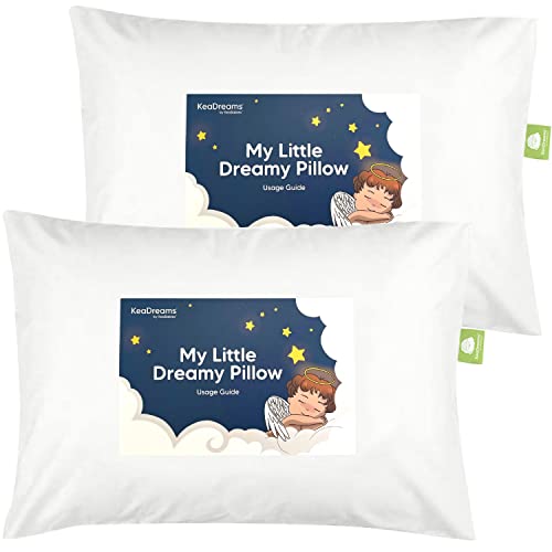 Paquete de 2 Almohadas para Dormir para niños pequeños, algodón orgánico Suave para Dormir, Almohada para niños pequeños, Almohada para bebés, Almohada para Viajes, Escuela, Siesta (Soft White)