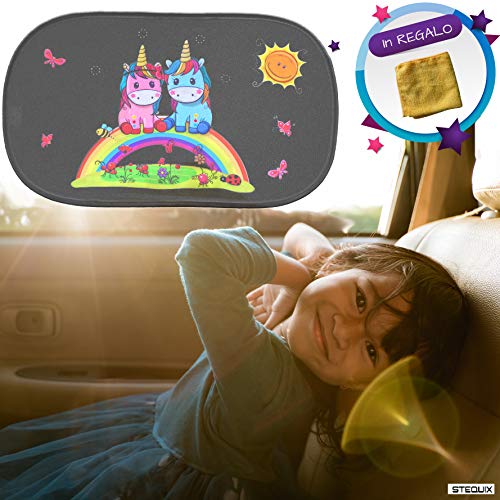 Parasol Coche Infantil del sol protección solar rayos UV recién nacido ventana lateral electrostáticas negro sin ventosas autoadhesivo unicornio universal paño microfibra Niños