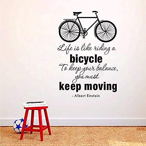 Pegatinas de pared La vida es como andar en bicicleta cita pegatinas de pared lema motivacional DIY montar vinilo pared arte calcomanía pegatina mural decoración del hogar 58x83cm