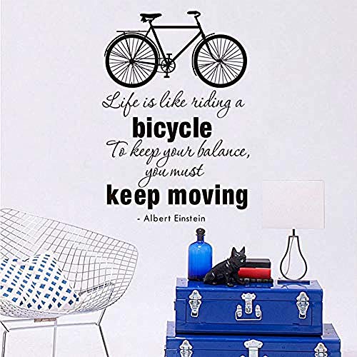 Pegatinas de pared La vida es como andar en bicicleta cita pegatinas de pared lema motivacional DIY montar vinilo pared arte calcomanía pegatina mural decoración del hogar 58x83cm