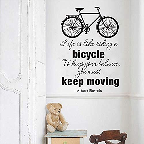 Pegatinas de pared La vida es como andar en bicicleta cita pegatinas de pared lema motivacional DIY montar vinilo pared arte calcomanía pegatina mural decoración del hogar 58x83cm