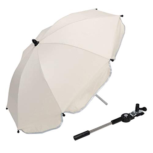 perfeclan Sombrilla de Carrito de Bebé - Parasol Flexible con Soporte para Sillas de Paseo/Protección UV50+ - Blanco