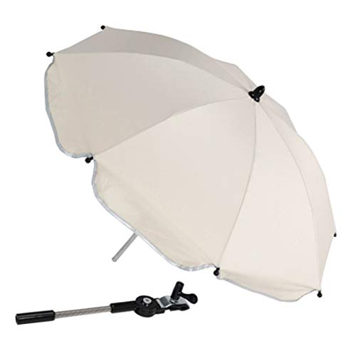 perfeclan Sombrilla de Carrito de Bebé - Parasol Flexible con Soporte para Sillas de Paseo/Protección UV50+ - Blanco