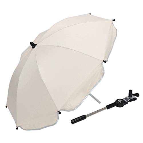 perfeclan Sombrilla de Carrito de Bebé - Parasol Flexible con Soporte para Sillas de Paseo/Protección UV50+ - Blanco