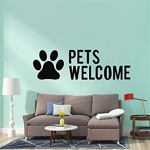 PETWELCOM，pegatina de pared con letras，tienda de mascotas，pegatina de pared de PVC para gatos y perros，pegatina de arte mural para mascotas，calcomanía para mascotas A9 32x103cm