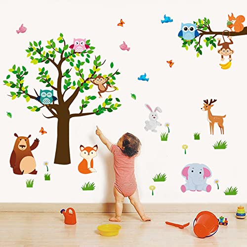 PHANPINT Pegatinas de Pared de Dibujos Animados para Habitación de Niños - Pegatinas de Pared Decorativas Autoadhesivas Para Niñas y Niños (Tier(89.9 X 60 Cm))