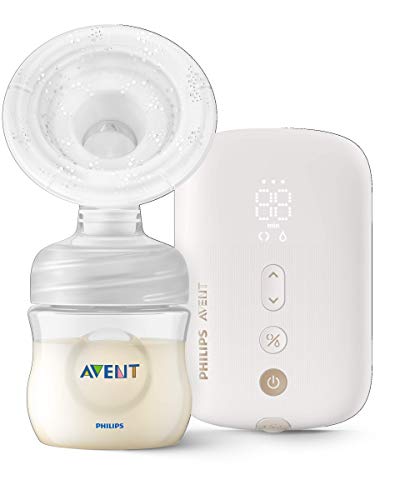 Philips Avent Scf396/11 - Sacaleches Eléctricos Individual Silencioso con Cojín Masajeador, 8 Ajustes de Estimulación y 16 de Extracción, Color Blanco, Biberón Natural de 125 Ml Incluido